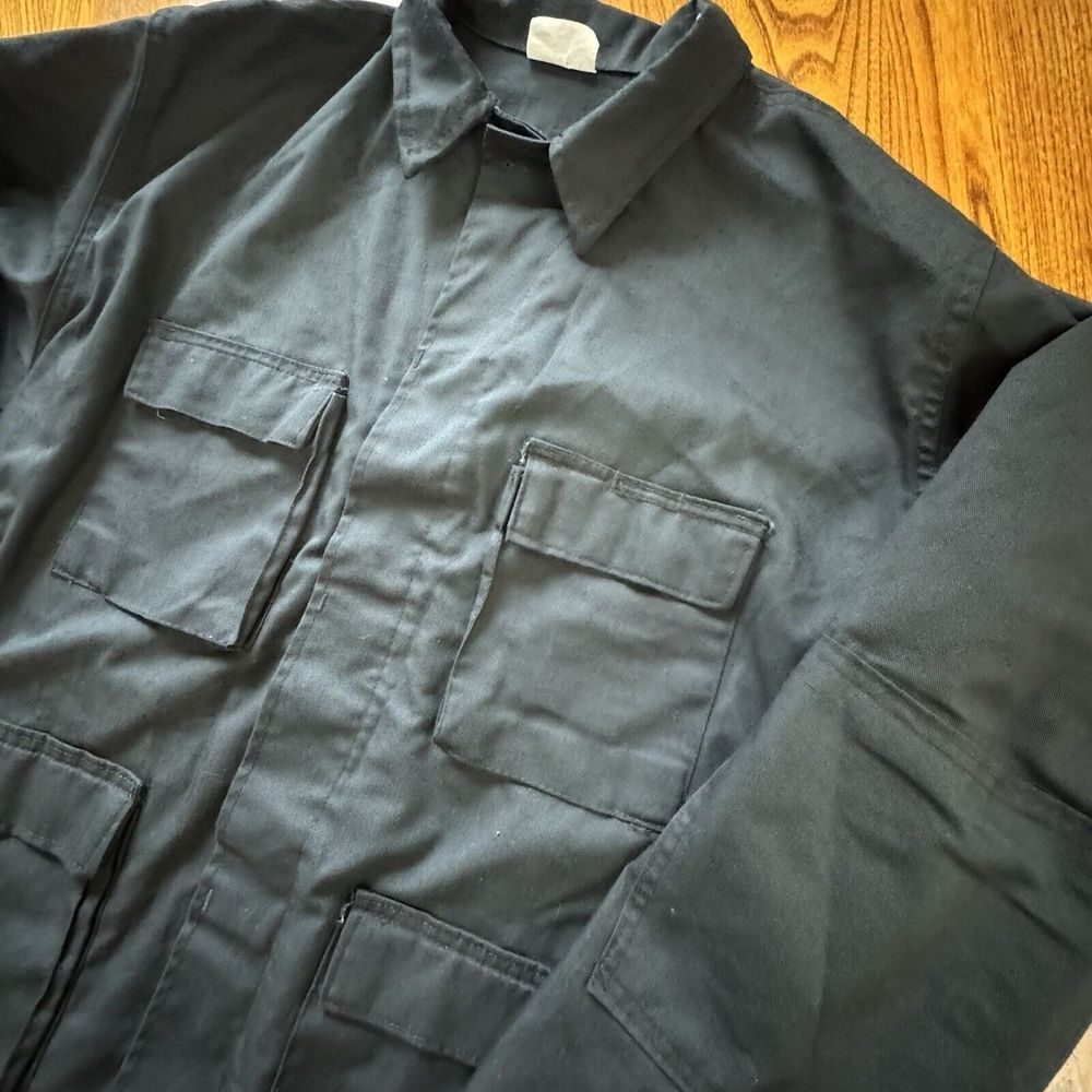 Military Black Long‎ Sleeve Shirt Jacket 8415-01-084-1748 Men's Size Large Reg